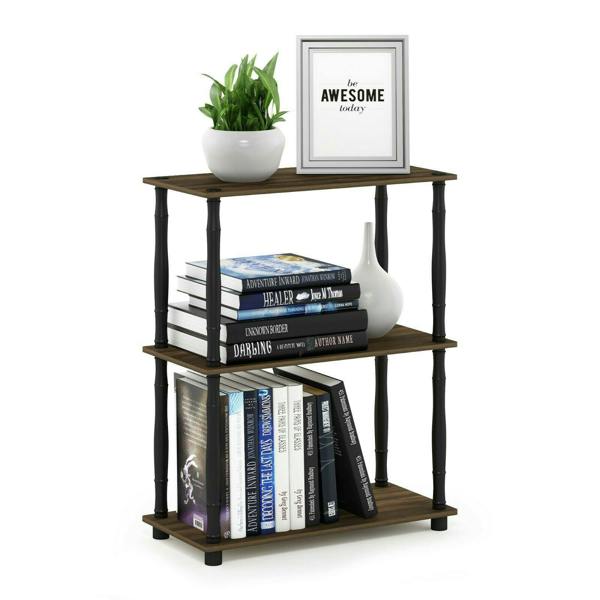 WALPLUS Turn-N-Tube 3-Tier Compact Multipurpose Shelf Display Rack with Classic Tube, Columbia Walnut/Black perfect for organized storage and display