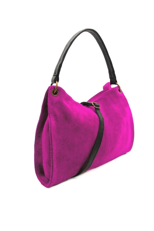 Kitise Genuine Italian Suede Leather Stylish Small Shoulder Bag With Detachable Strap