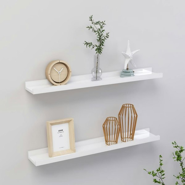 Berkfield Wall Shelves 2 pcs High Gloss White 60x9x3 cm