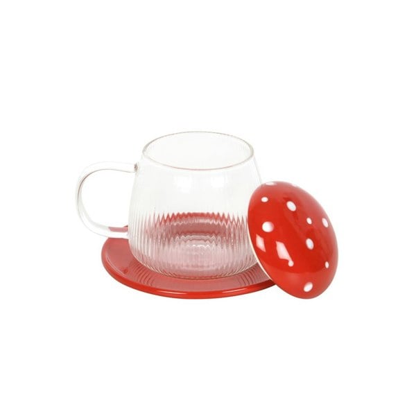 Serano Glass Mushroom Mug and Saucer