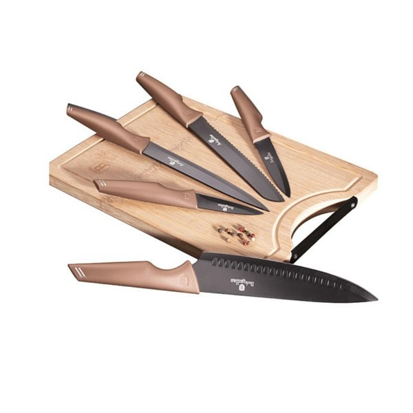 Knife Set & Bamboo Cutting Board BH-2707 Rose Gold Collection