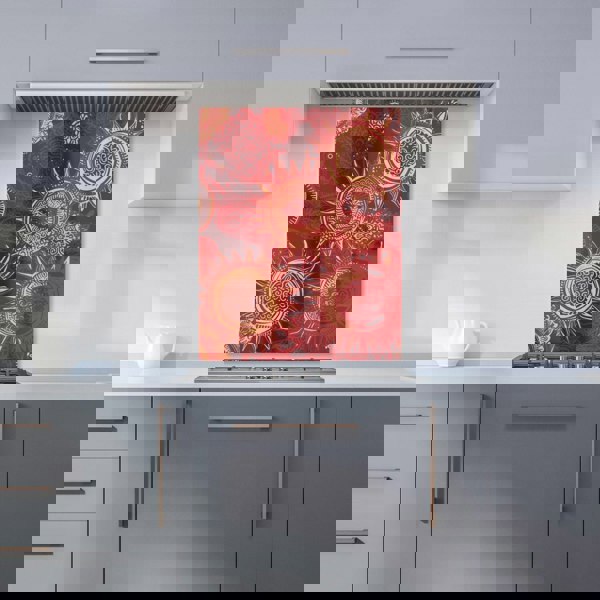 Warren Reed - Designer Abstract Red Moon and Sun Kitchen Splashback
