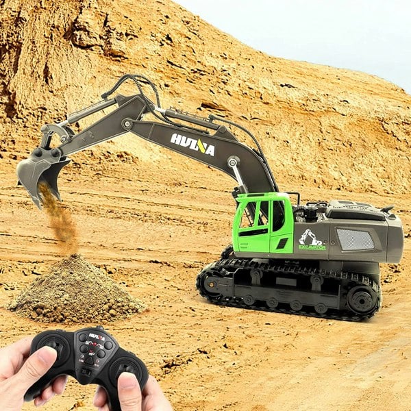 deAO Toys 11-Channel RC Excavator 1:18 Scale – Multifunction Construction Vehicle with Metal Shovel & LED Lights, Fun Toy for Kids