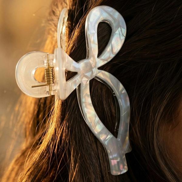 Gold Trip Pearlescent Seafoam Bow Claw Clip