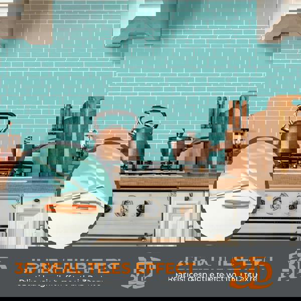 Capri Sea Glossy Glossy 3D Sticker Tile 30.5 x 30.5cm - 6 pcs