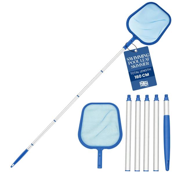 My Garden Outdoor Living Swimming Pool Leaf Skimmer Net with Fine Mesh, 160cm Long Swimming Nets with Durable Aluminium Handle for Leaves & Debris