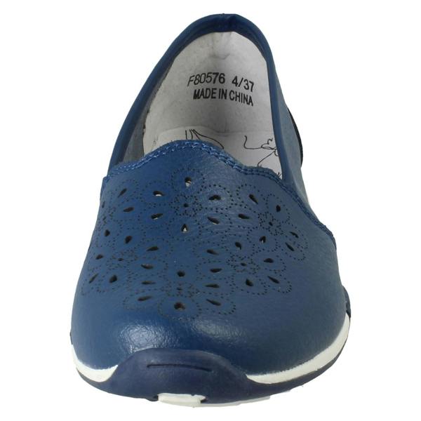 Down to Earth Ladies Down To Earth Flower Punch Details Casual Shoes F80576