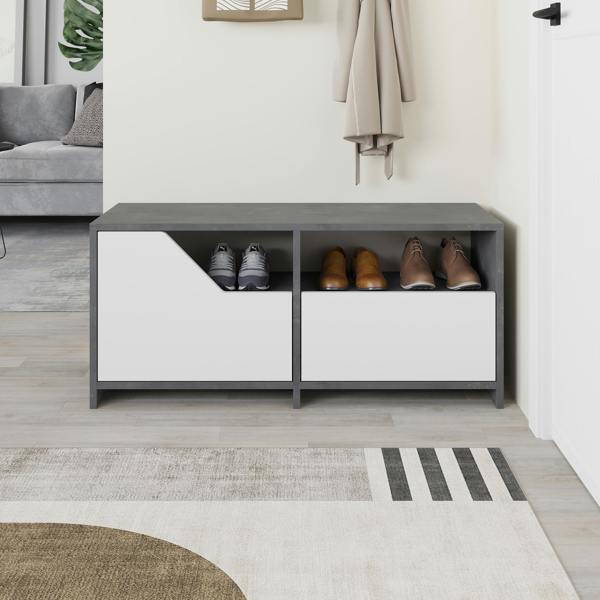 Decortie Modern Nexus Shoe Cabinet 105(W) 2-Door Storage and Open Shelf Space Saver Engineered Wood Hallway