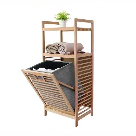 Neo Direct Neo Bamboo Tilt Out Laundry Hamper with 2 Tier Shelves