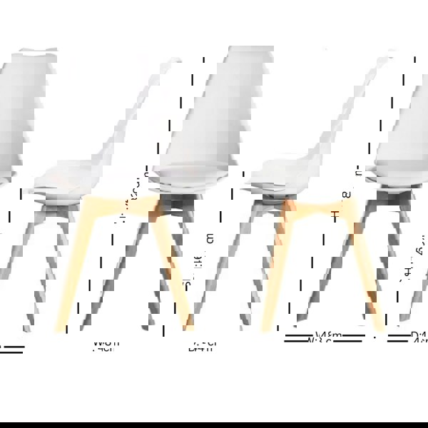 Life Interiors Single Scandinavian Dining Chair with Leather Cushions Solid Wood Legs