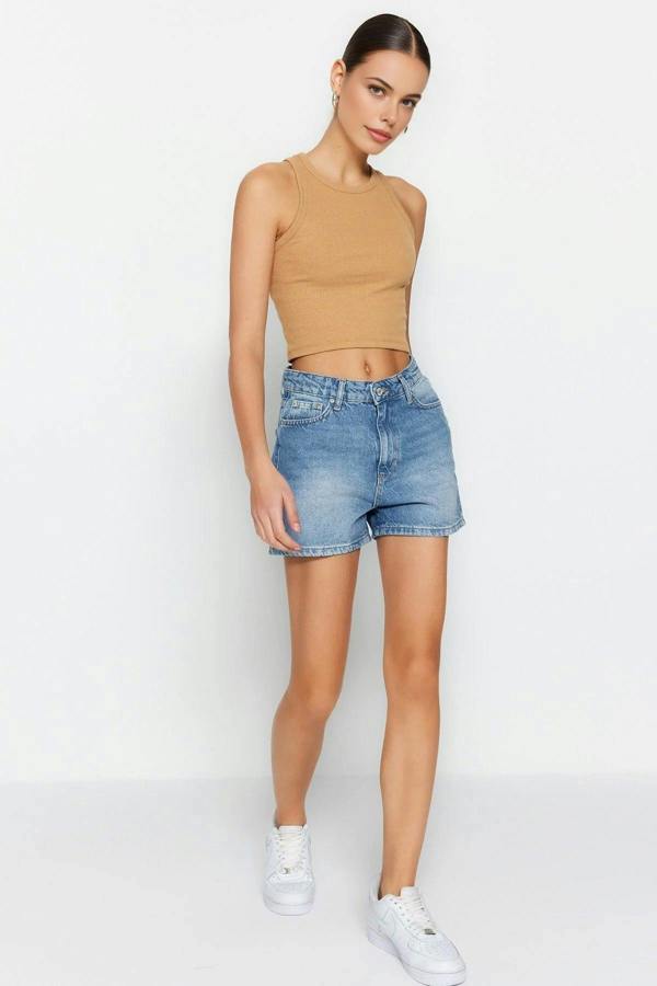 WOVCOR High-Waisted Denim Shorts