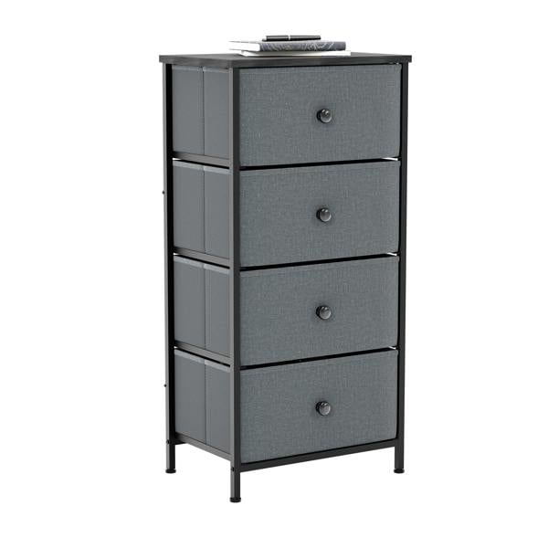 Vida Designs Chorley 4 Drawer Fabric Drawer Chest, Beige & Grey Wood