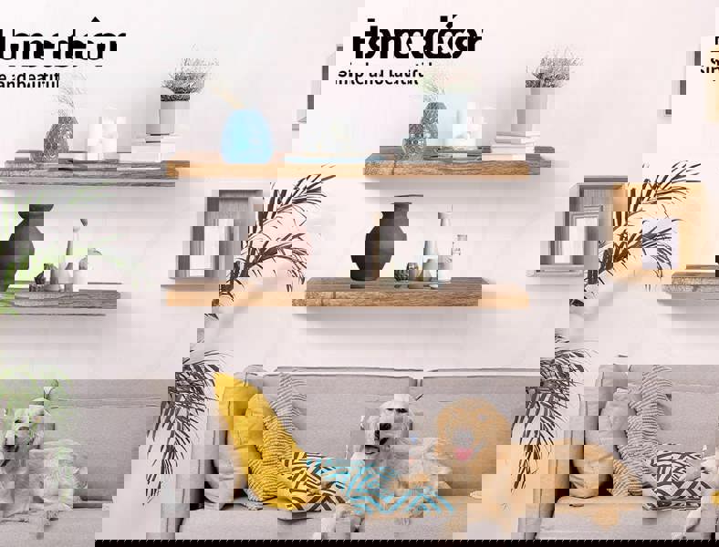 Levede 2Pcs Floating Shelves Wall Mounted Storage Wooden Display Shelf 23.5IN 61CM