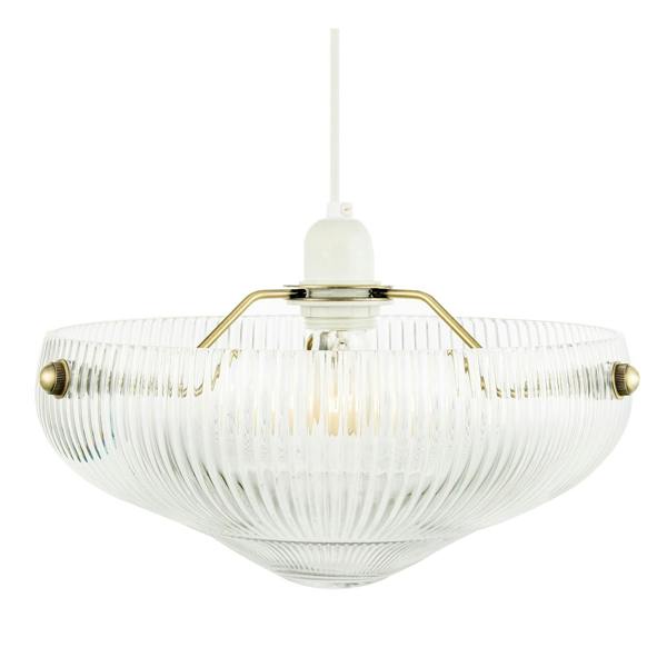 Modern Transparent Mini Line Ribbed Glass Pendant Bowl Lamp Shade Image 5