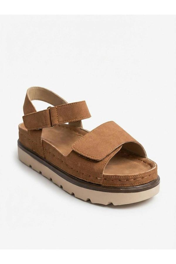 Violet Suede Platform Sandals - Camel