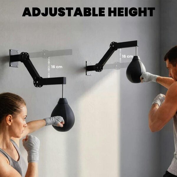 Wall Mount Speed Bag, Height Adjustable Boxing Speed Bag with Manual Air Pump and Wrenches, Home Gym Workout Equipment