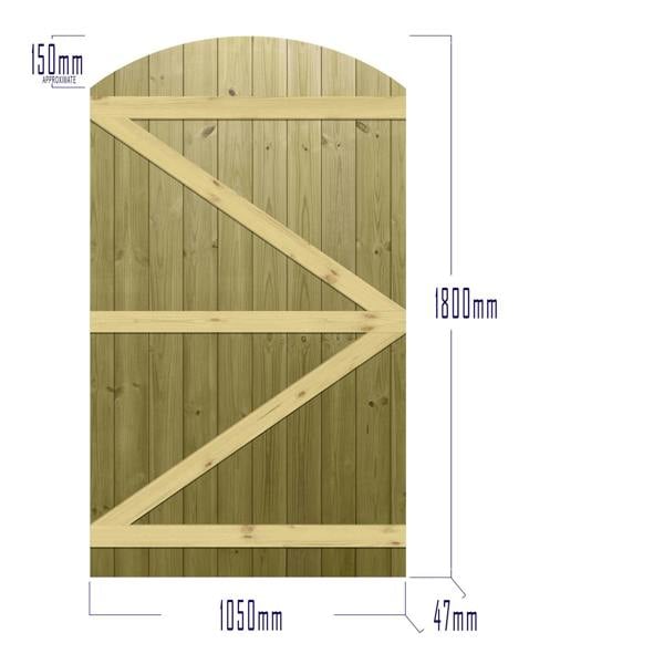 [rackhams variation] gate tongue & groove semi braced arch top [h.1800 x w.options] 5