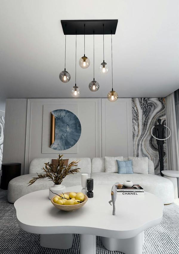 Emibig COSMO Pendant lamp  6 x E14 Black with Transparent, Graphite and Amber Shade
