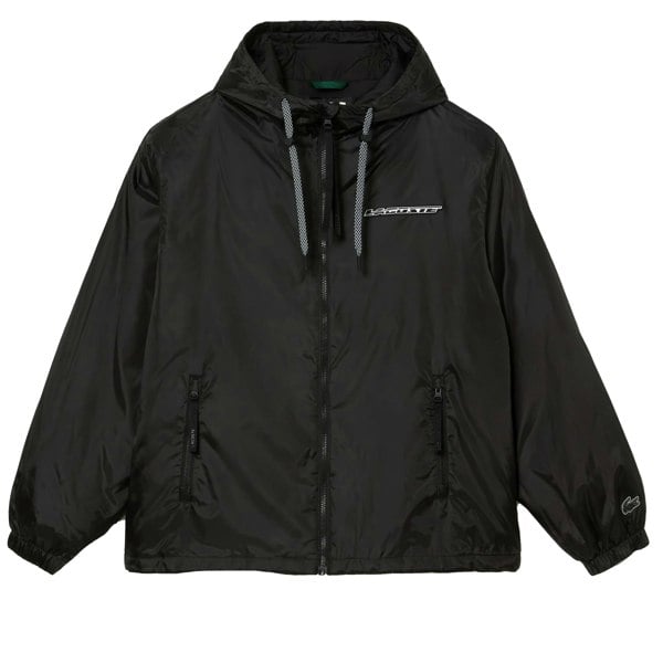 Lacoste Mens Hooded Quilted Cropped Padded Jacket - Black