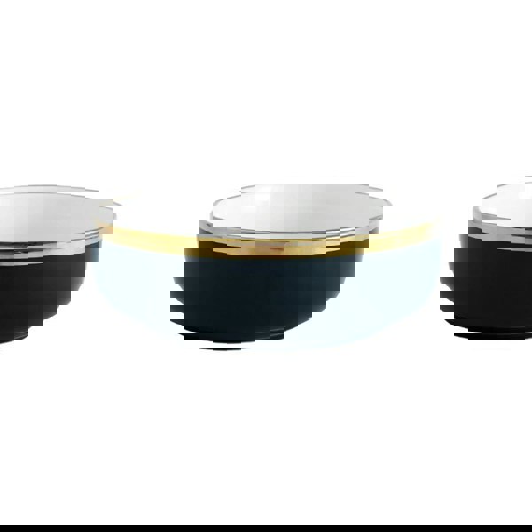 9 Piece Dinner Set, White And Dark Blue-Weilai Concept-Weilai Concept