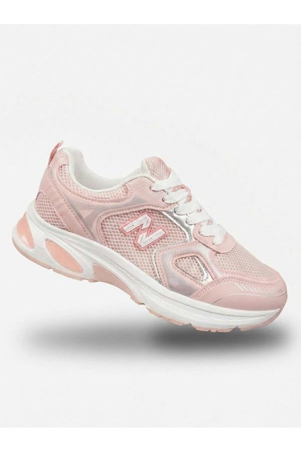[brandflag] Harper Womens Chunky Sole Mesh Panel Trainers - Pink