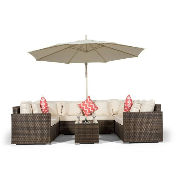 Giardino Havana 8 Seat Rattan Sofa Conversation Set with Large Coffee Table