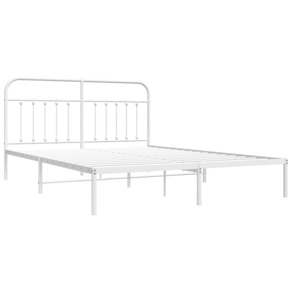 Berkfield Metal Bed Frame with Headboard White 180x200 cm