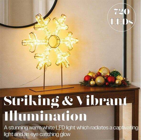 Scotts of Stow Xmas Haus  Warm White LED Champagne Gold Metal Snowflake Indoor Decoration Timer