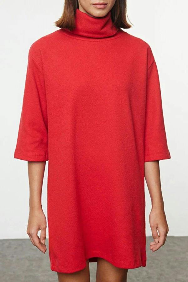 WOVCOR Turtleneck Long Sleeve Knit Mini Dress