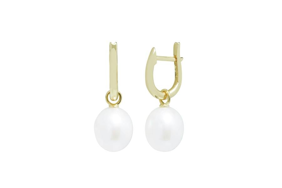 Sarah Layton Teardrop Freshwater Pearl Huggie Earrings, 9-10mm - Gold - ED306TGLGEWTD