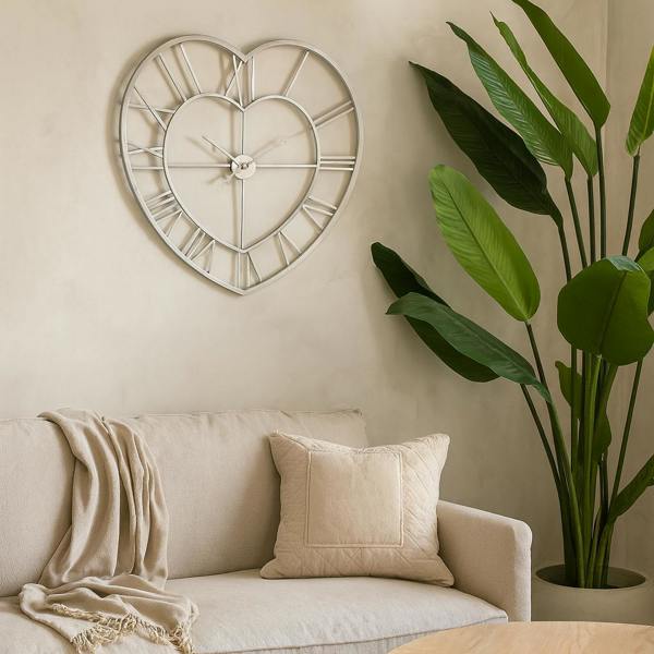 Wyld Haus Heart Shaped Silver Open Frame Wall Clock