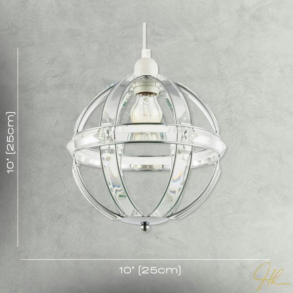 Modern Designer Spherical Chrome and Clear Acrylic Pendant Light Shade Image 7