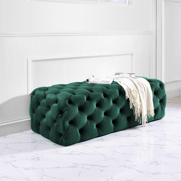 Furniture Edit Kaylee Green Velvet Ottoman