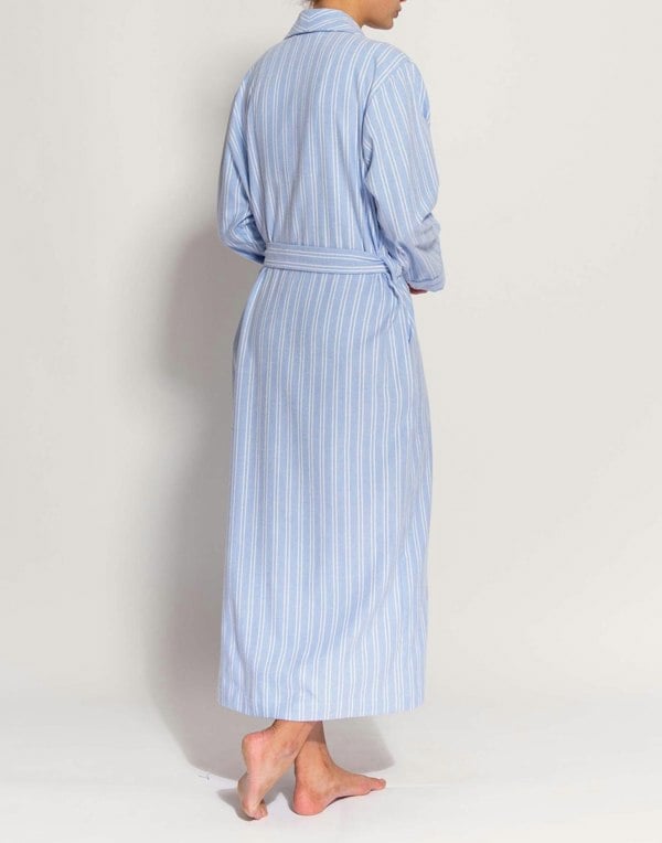 British Boxers Women's Brushed Cotton Dressing Gown – Westwood Blue Stripe