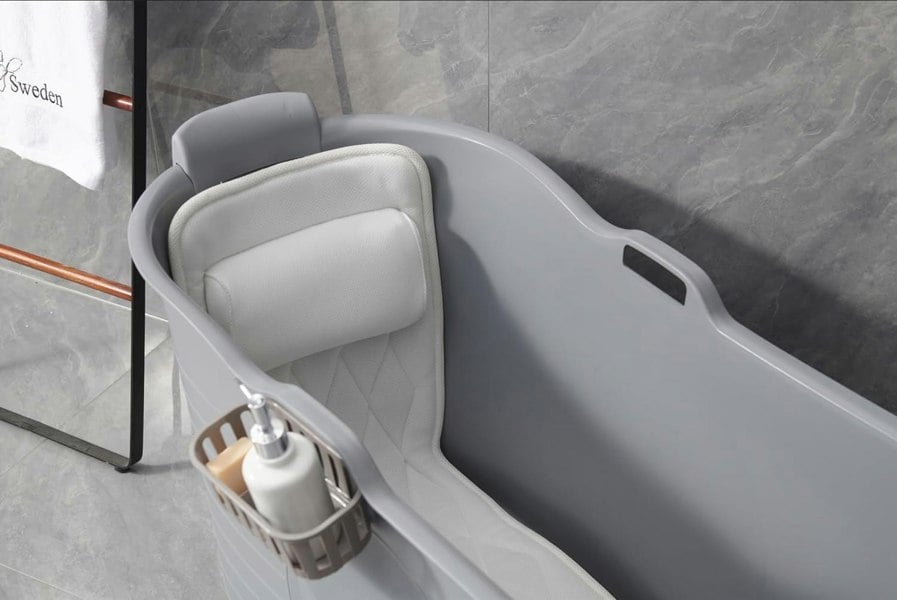 Fimous Bathtub Adults Freestanding Bath for Hot Bath and Ice Bath for Small Bathroom Grey