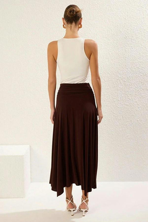 WOVCOR Waist Detail Slit Stretch Knit Maxi Skirt
