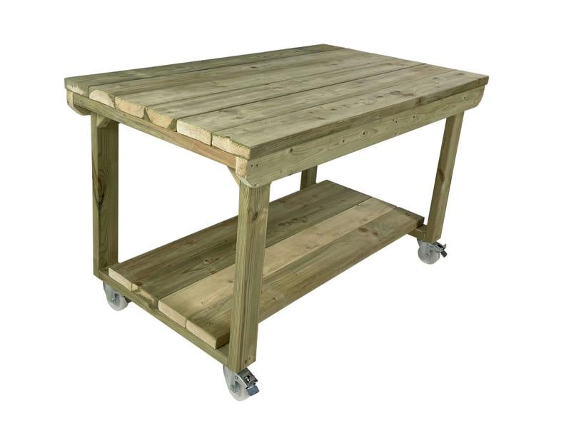 Wooden Super Heavy Duty Indoor/Outdoor Workbench 3ft-Depth With Wheels, Sturdy Workstation for Garages, Sheds, and Workshops