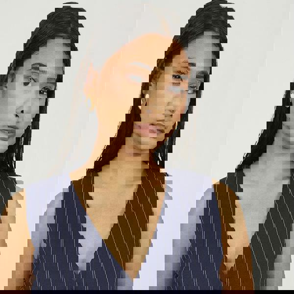 Brave Soul Navy Tailored Pinstripe Waistcoat - Navy Image 4