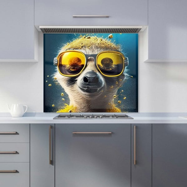 Warren Reed - Designer Meerkat With Golden Glasses Splashart Kitchen Splashback