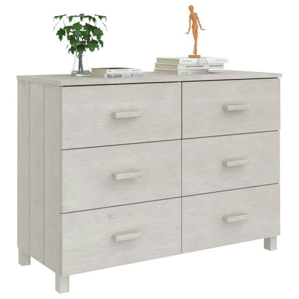 Berkfield Sideboard HAMAR White 113x40x80 cm Solid Wood Pine