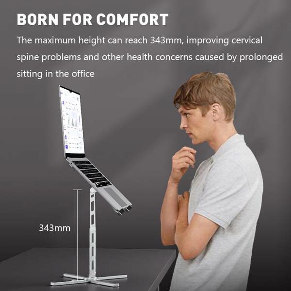 HAAY TOOLS Premium Aluminium Laptop Stand, Adjustable 360° Rotating Laptop Riser for Desk 10–18" MacBook, Dell, HP