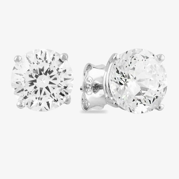 Starbright Silver 8mm Four Claw Cubic Zirconia Stud Earrings E2768(8M) 3A