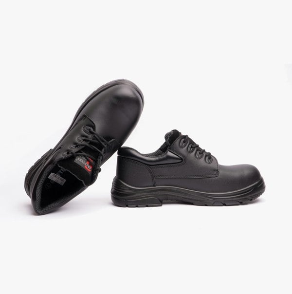 Grafters M9504A Mens Leather Super Wide Safety Shoes Black