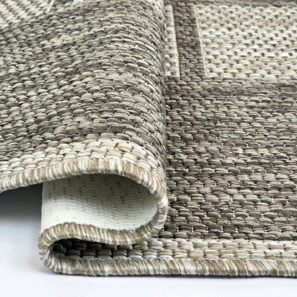 Viva Rugs Taupe Brown Beige Geometric Runner Rug Non-Slip Flat Weave Kitchen Hallway Carpet