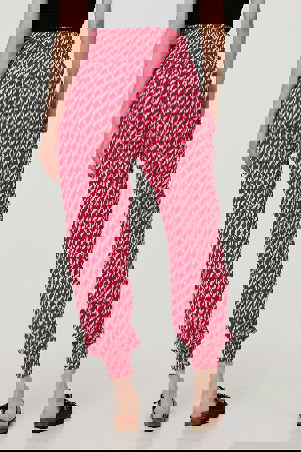 Red | Printed Tapered Harem Trousers