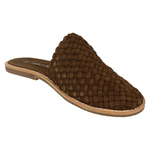Leather Collection Ladies Leather Collection Weave Vamp Mules