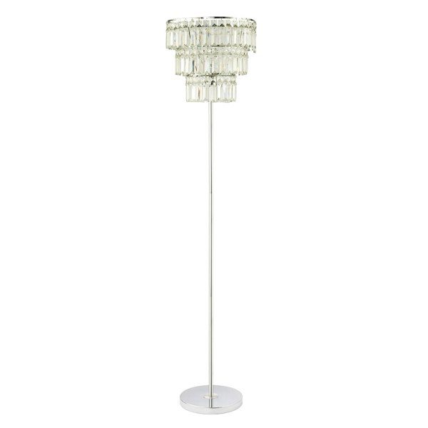 Modern Chrome Floor Lamp with Clear Acrylic Decor Three Tier Waterfall Design Image 1