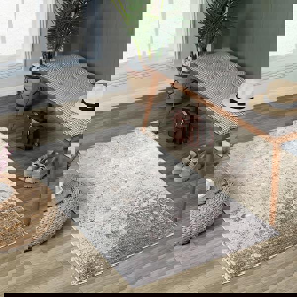 Livabliss Wanderlust-Abstract Grey Ivory Blue Modern Marble Rug