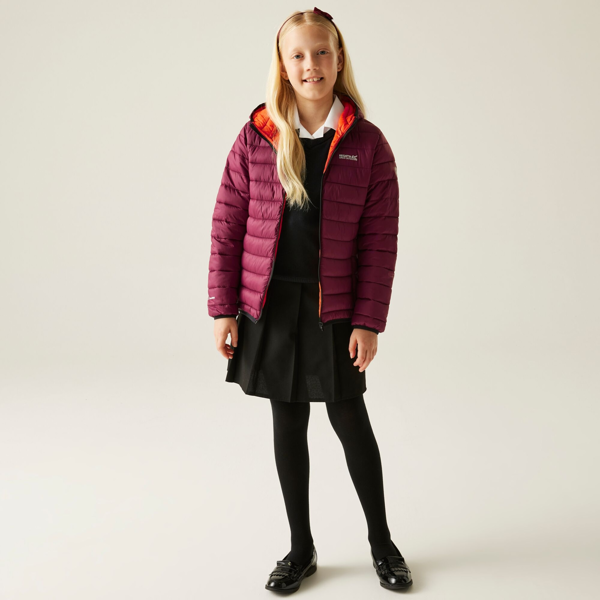 Regatta Kids Marizion Hooded Padded Jacket - Tangerine Tango/Dark Pimento