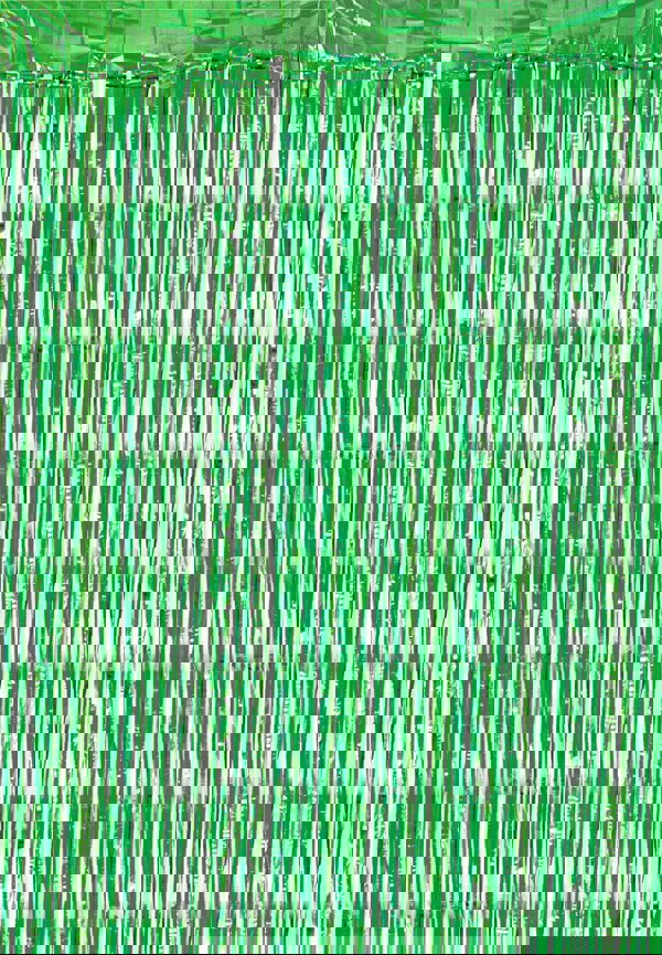 Cheetah Metallic Tinsel Curtain, 2M x 1M Green